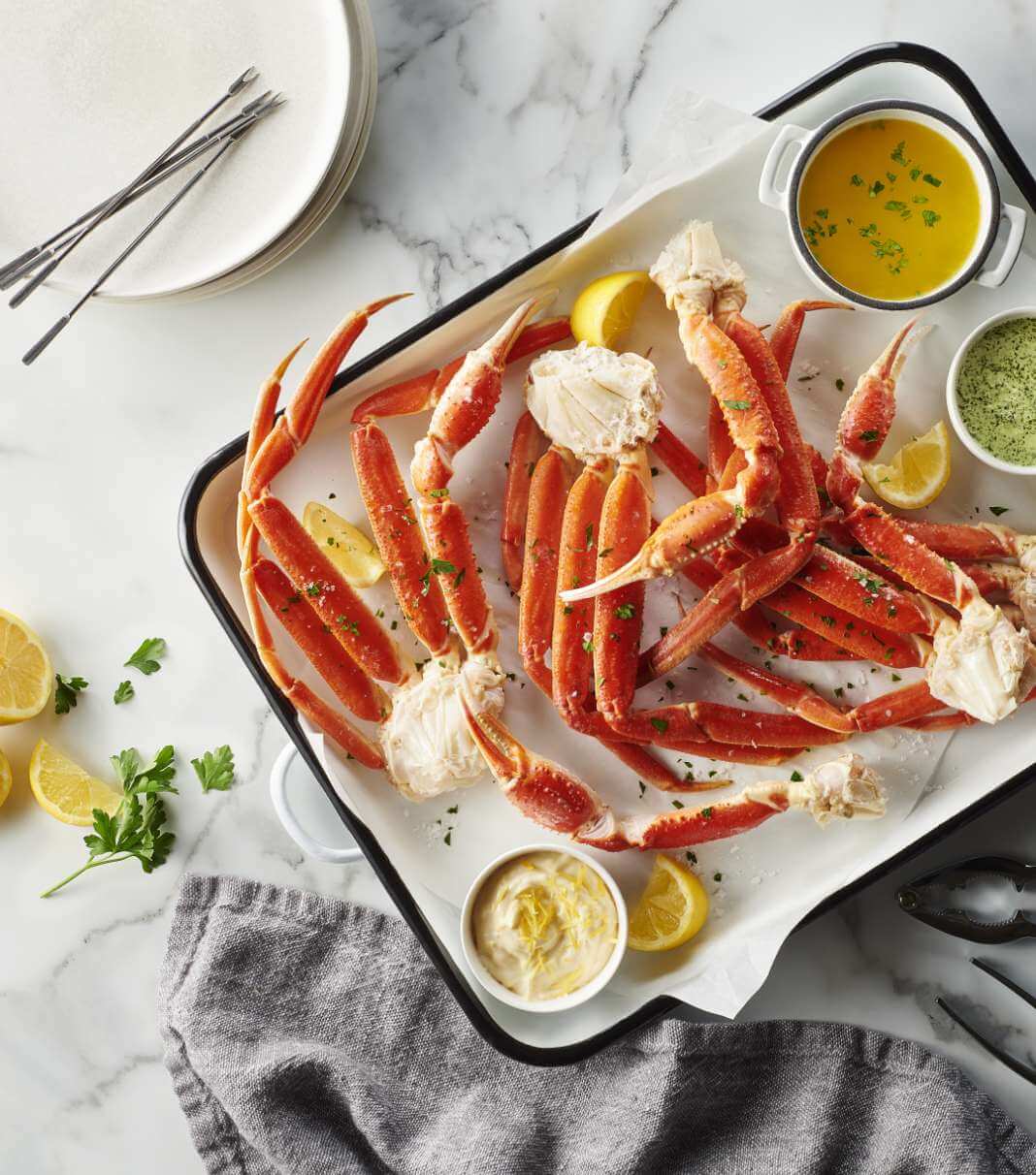 Crab Legs with dipping sauces