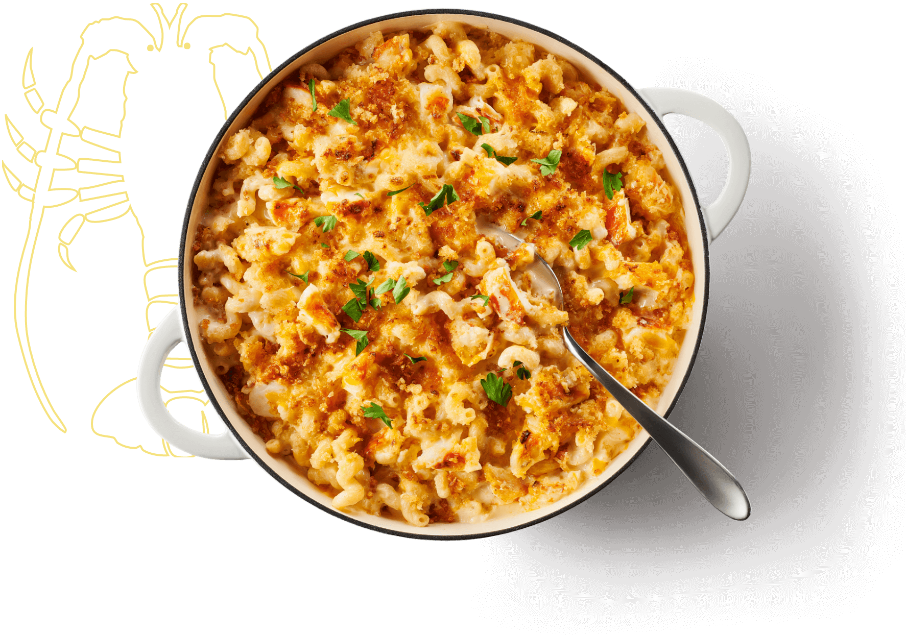 A bowl of lobster mac and cheese