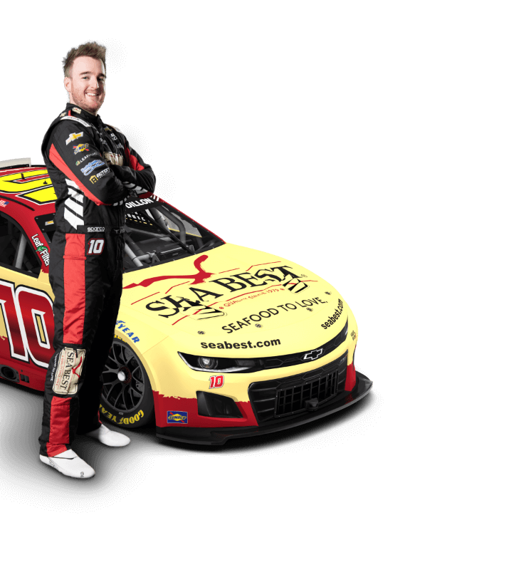 Ty Dillon of Kaulig Racing with his Sea Best race car